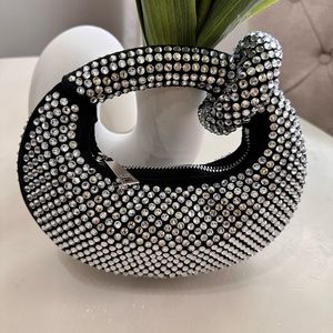 JW PEI ABACUS ARTIFICIAL CRYSTAL MINI HANDLE BAG - Black